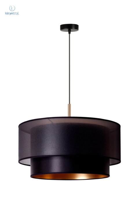 DUOLLA - lampa wisząca z abażurem glamour NANTES, 45x22 cm czarna G