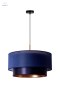 DUOLLA - lampa wisząca z abażurem glamour NANTES, 45x22 cm granatowa G