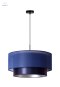 DUOLLA - lampa wisząca z abażurem glamour NANTES, 45x22 cm granatowa S