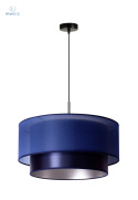 DUOLLA - lampa wisząca z abażurem glamour NANTES, 45x22 cm granatowa S