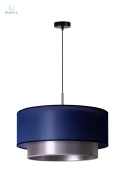 DUOLLA - lampa wisząca z abażurem glamour NANTES, 45x22 cm granatowa/srebrna