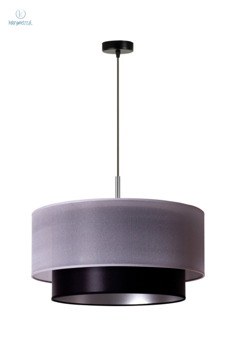 DUOLLA - lampa wisząca z abażurem glamour NANTES, 40x22 cm srebrna/czarna