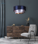 DUOLLA - lampa wisząca glamour z abażurem TRIO, 45x24 cm navy blue/srebrny/biały