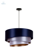 DUOLLA - lampa wisząca glamour z abażurem TRIO, 45x24 cm navy blue/srebrny/biały