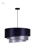 DUOLLA - lampa wisząca glamour z abażurem TRIO, 45x24 cm navy blue/srebrny/biały