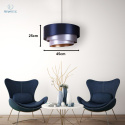 DUOLLA - lampa wisząca glamour z abażurem TRIO, 45x24 cm navy blue/srebrny/biały