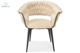 FERTONE - stylowe krzesło glamour z welurem IRIS, beżowe/czarne