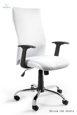 UNIQUE - nowoczesny fotel biurowy obrotowy BLACK ON BLACK, biały