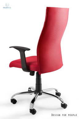 UNIQUE - nowoczesny fotel biurowy obrotowy BLACK ON BLACK, czerwony