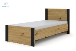 BIM FURNITURE - jednoosobowe, nowoczesne łóżko ze stelażem MONDI, 90x200 cm - kolor dąb artisan