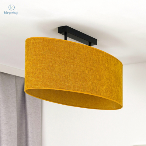 DUOLLA - elegancka lampa sufitowa z abażurem OVAL L, musztardowa