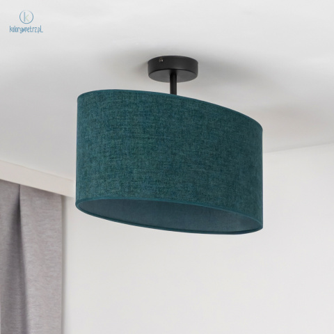 DUOLLA - elegancka lampa sufitowa z abażurem OVAL, zieleń butelkowa