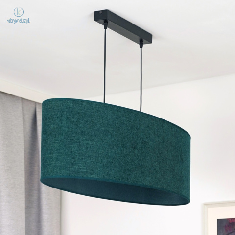 DUOLLA - elegancka lampa wisząca z abażurem OVAL L, zieleń butelkowa