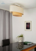 DUOLLA - lampa sufitowa z abażurem OVAL BOHO RAFIA, kremowa/słomkowa