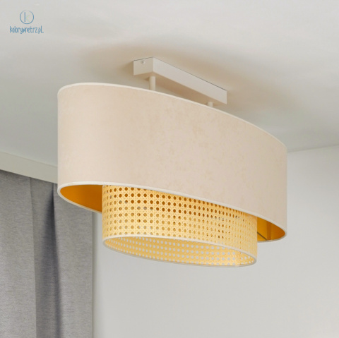 DUOLLA - lampa sufitowa z abażurem OVAL BOHO RATTAN, ecru/słomkowa