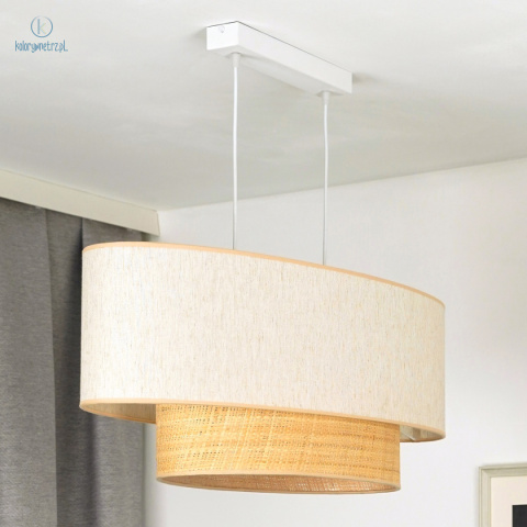 DUOLLA - lampa wisząca z abażurem OVAL BOHO RAFIA, kremowa/słomkowa