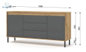 BIM FURNITURE - nowoczesna elegancka komoda NESTA-166 2D3S, 166x83 cm - kolor dąb craft złoty/bazalt