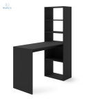 BIM FURNITURE - nowoczesne biurko z półkami HARMONY BLACK, 150x120 cm, kolor czarny mat