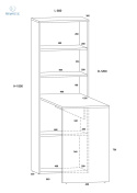 BIM FURNITURE - nowoczesne biurko z półkami HARMONY ARTISAN, 150x120 cm, kolor dąb artisan