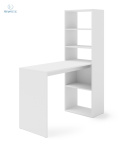 BIM FURNITURE - nowoczesne biurko z półkami HARMONY WHITE, 150x120 cm, kolor biały mat