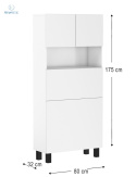 BIM FURNITURE - składane biurko z regałem HOMI WHITE GLOSS, 175x80 cm, kolor biały połysk