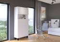 BIM FURNITURE - składane biurko z regałem HOMI WHITE, 175x80 cm, kolor biały mat