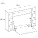 BIM FURNITURE - składane, ścienne biurko z półkami MUSE BURGUND & WHITE, 94x62 cm, kolor dąb burgund/biały połysk