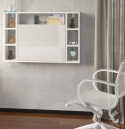 BIM FURNITURE - składane, ścienne biurko z półkami MUSE WHITE GLOSS, 94x62 cm, kolor biały połysk