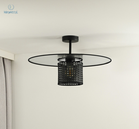 DUOLLA - lampa sufitowa z abażurem TOKYO GLAMOUR RATTAN, czarna