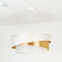 DUOLLA - lampa wisząca glamour z abażurem TRIO KOBO, 45x20 cm biały marmur/ecru