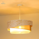 DUOLLA - lampa wisząca glamour z abażurem TRIO KOBO, 45x20 cm biały marmur/ecru