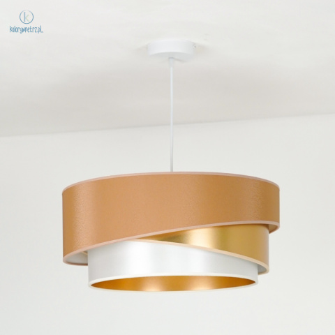 DUOLLA - lampa wisząca glamour z abażurem TRIO KOBO, 45x20 cm cappuccino/biała