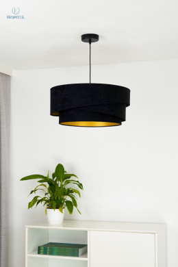 DUOLLA - lampa wisząca glamour z abażurem TRIO KOBO, 45x20 cm czarna