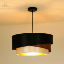 DUOLLA - lampa wisząca glamour z abażurem TRIO KOBO, 45x20 cm czarna/miedziana/biała