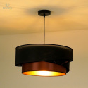 DUOLLA - lampa wisząca glamour z abażurem TRIO KOBO, 45x20 cm czarny marmur/miedziany