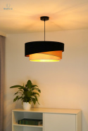 DUOLLA - lampa wisząca glamour z abażurem TRIO KOBO, 45x20 cm czarny/ecru