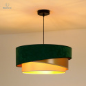 DUOLLA - lampa wisząca glamour z abażurem TRIO KOBO, 45x20 cm zieleń butelkowa/ecru