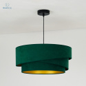 DUOLLA - lampa wisząca glamour z abażurem TRIO KOBO, 45x20 cm zieleń butelkowa