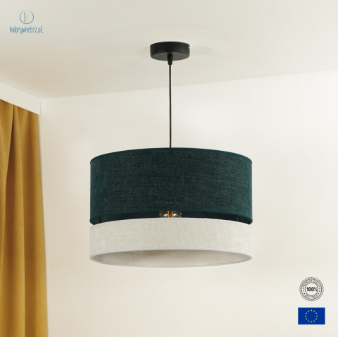 DUOLLA - nowoczesna lampa wisząca z abażurem DOUBLE, 40x25 cm ciemna zieleń/ecru