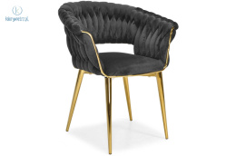 FERTONE - stylowe krzesło glamour z welurem IRIS, czarne/złote