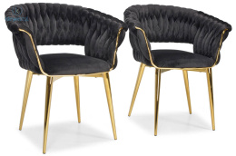 FERTONE - stylowe krzesło glamour z welurem IRIS, czarne/złote