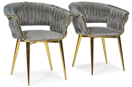 FERTONE - stylowe krzesło glamour z welurem IRIS, szare/złote