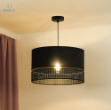 DUOLLA - lampa wisząca z abażurem boho DOUBLE, 40x25 cm czarna/rattan czarny