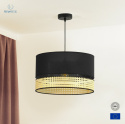 DUOLLA - lampa wisząca z abażurem boho DOUBLE, 40x25 cm czarna/rattan słomkowy