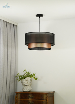 DUOLLA - lampa wisząca z abażurem glamour COPPER SHINY, 45x22 cm czarna/miedziana