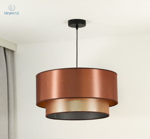 DUOLLA - lampa wisząca z abażurem glamour COPPER SHINY, 45x22 cm miedziana/złota