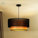 DUOLLA - lampa wisząca z abażurem glamour WOOD, 45x22 cm czarna/jesion