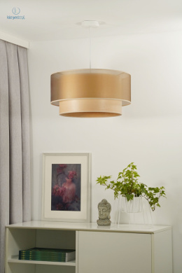 DUOLLA - lampa wisząca z abażurem glamour WOOD, 45x22 cm złota/jesion