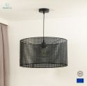 DUOLLA - lampa wisząca z abażurem w stylu boho ROLLER RATTAN, 45x25 cm czarna