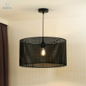 DUOLLA - lampa wisząca z abażurem w stylu boho ROLLER RATTAN, 45x25 cm czarna